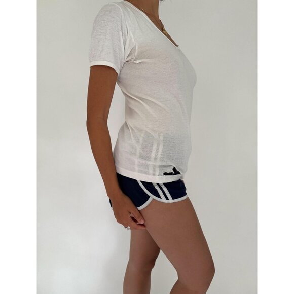 90s vintage distressed holes classic cotton short sleeved white blank tee shirt - Picture 4 of 10